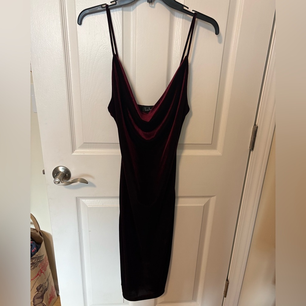 Lulus Velvet Cowl Neck Slip Dress - Burgundy